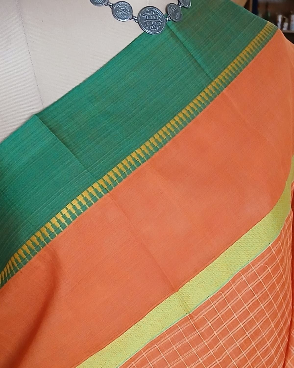 Handloom Cotton Saree from Narayanpet in Telangana – (HCSN1005) - Image 4
