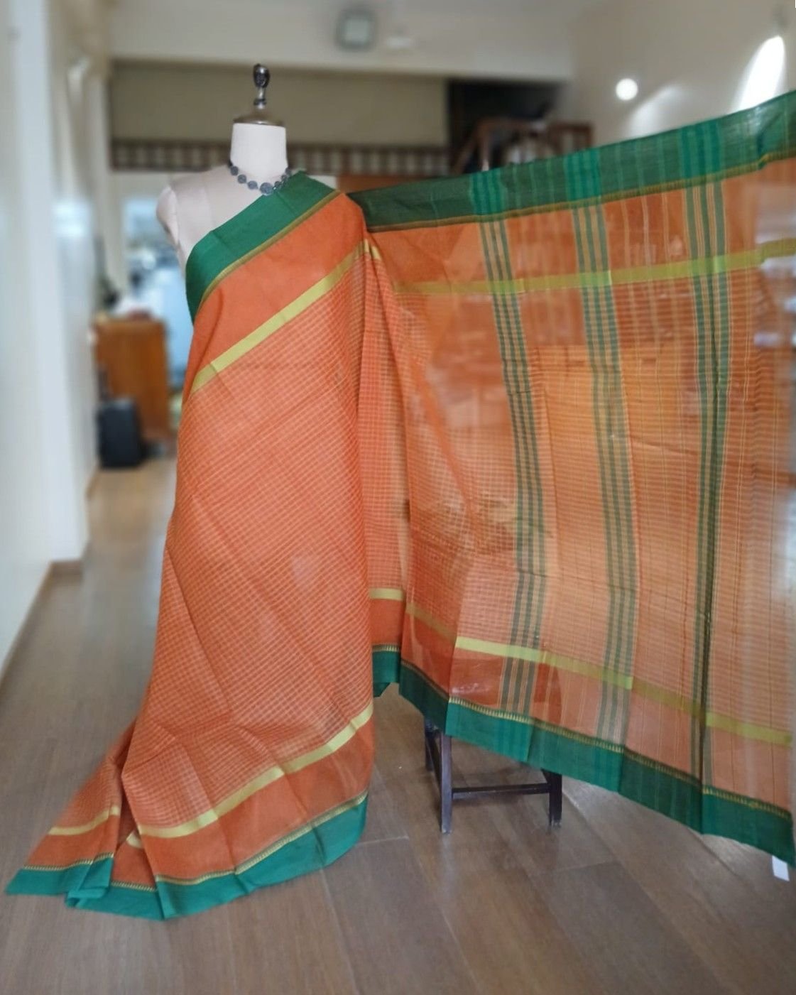 Handloom Cotton Saree from Narayanpet in Telangana – (HCSN1005) - Image 5