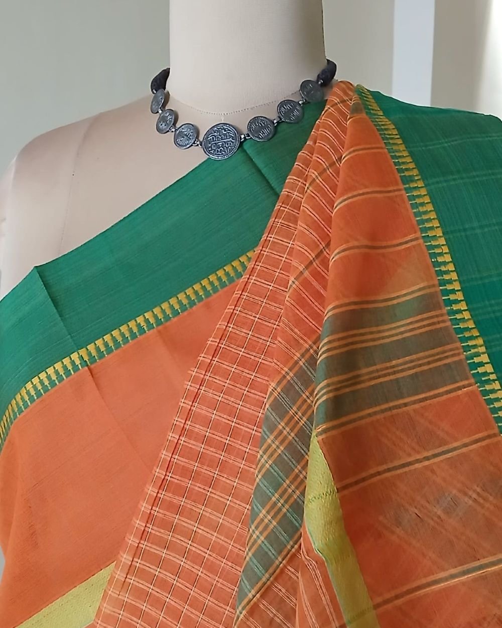 Handloom Cotton Saree from Narayanpet in Telangana – (HCSN1005) - Image 6