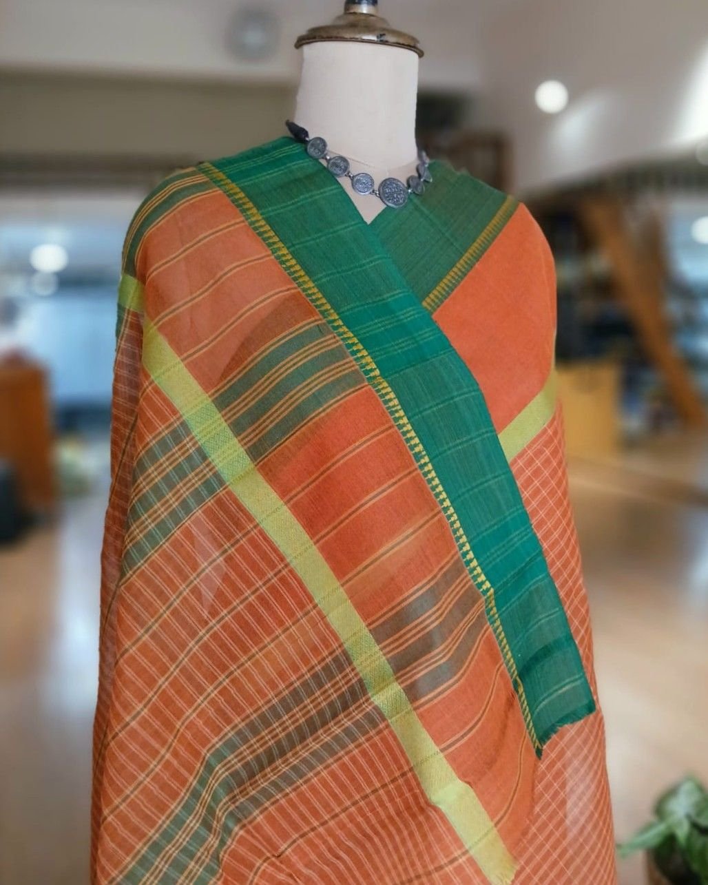 Handloom Cotton Saree from Narayanpet in Telangana – (HCSN1005) - Image 7