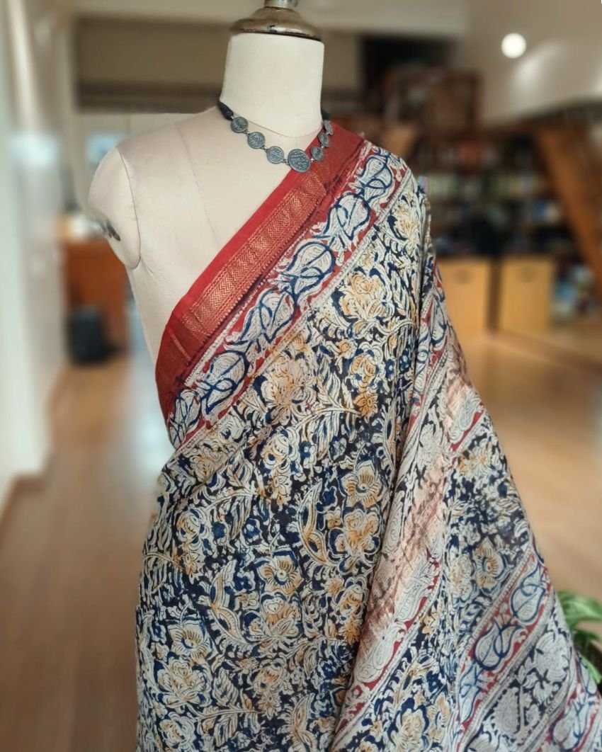 Pedana Silk-Cotton Kalamkari saree – (PSKS1024)