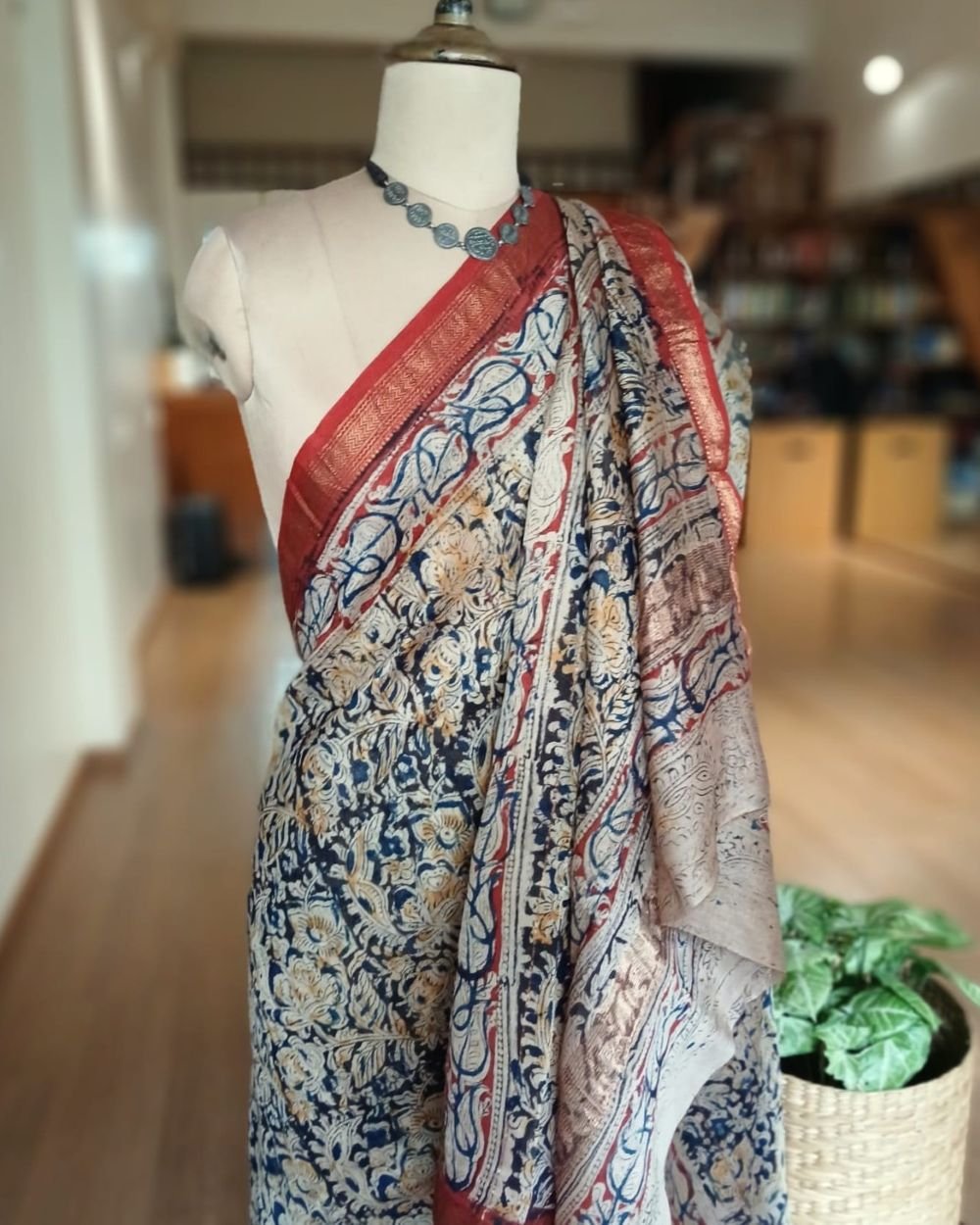 Pedana Silk-Cotton Kalamkari saree – (PSKS1024) - Image 5