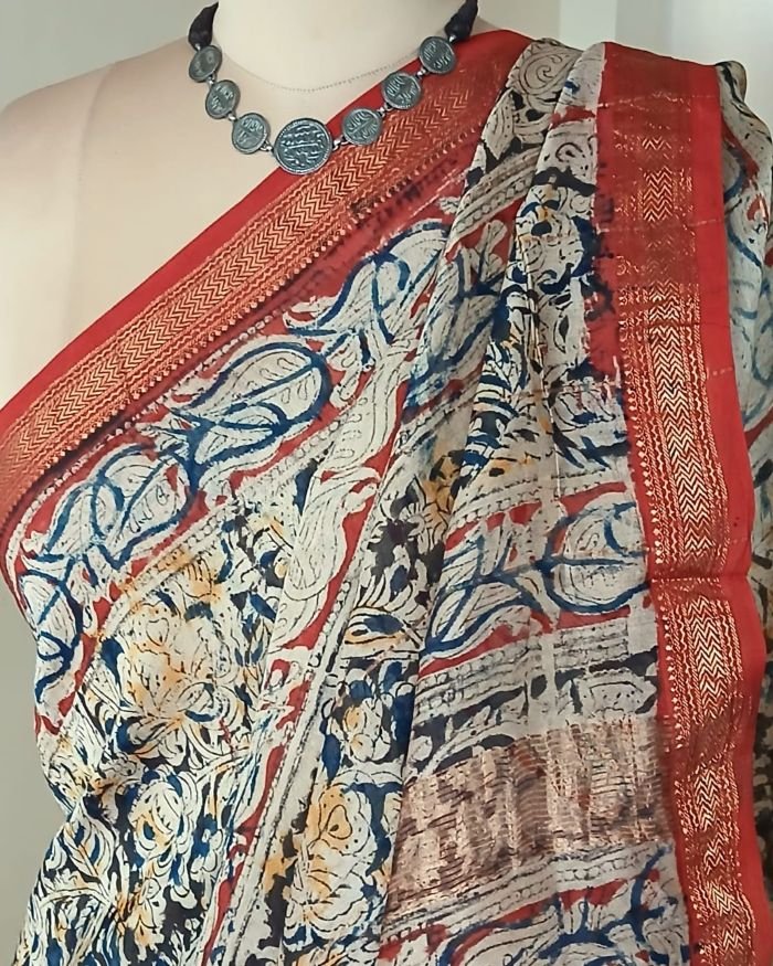 Pedana Silk-Cotton Kalamkari saree – (PSKS1024) - Image 6