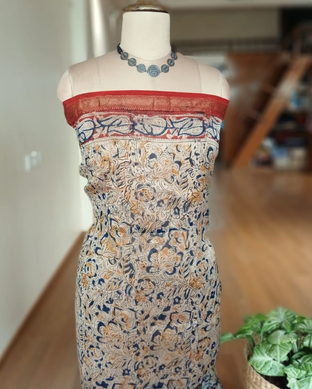 Pedana Silk-Cotton Kalamkari saree – (PSKS1024) - Image 9