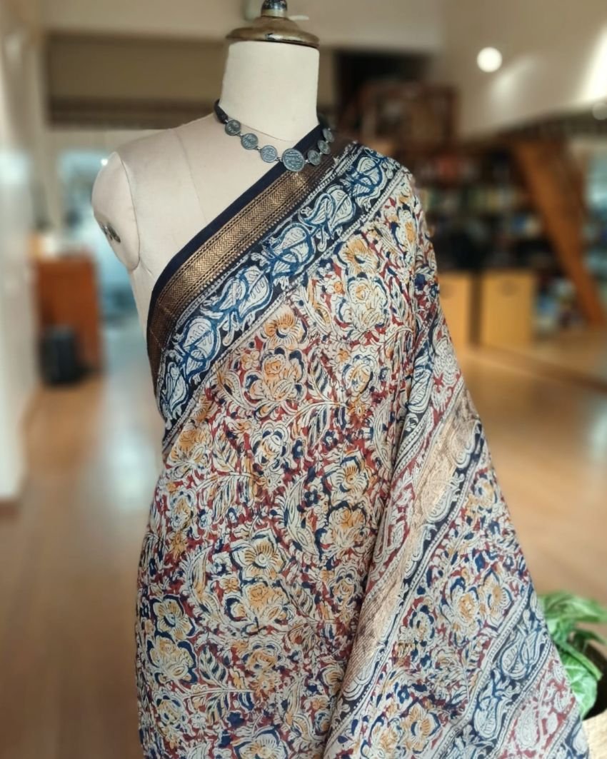 Pedana Silk-Cotton Kalamkari saree – (PSKS1027)