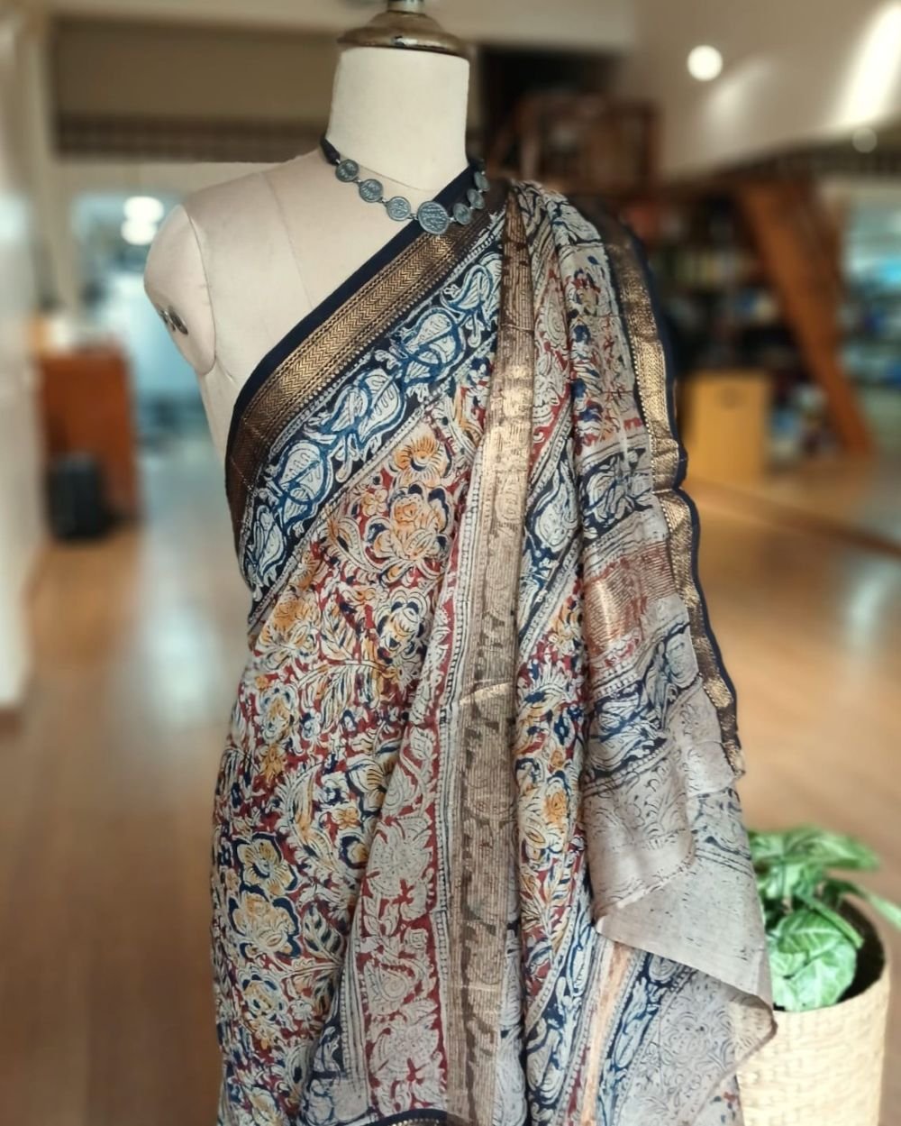 Pedana Silk-Cotton Kalamkari saree – (PSKS1027) - Image 5