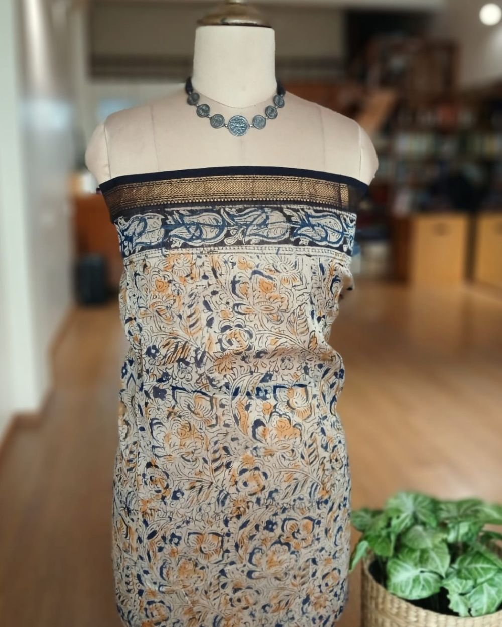 Pedana Silk-Cotton Kalamkari saree – (PSKS1027) - Image 9