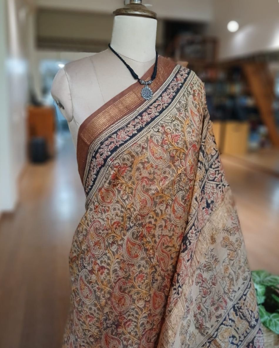 Pedana Silk-Cotton Kalamkari saree – (PSKS1007) - Image 3