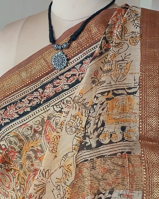 Pedana Silk-Cotton Kalamkari saree – (PSKS1007)