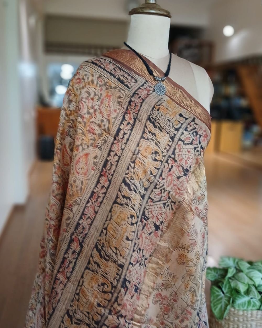 Pedana Silk-Cotton Kalamkari saree – (PSKS1007) - Image 9