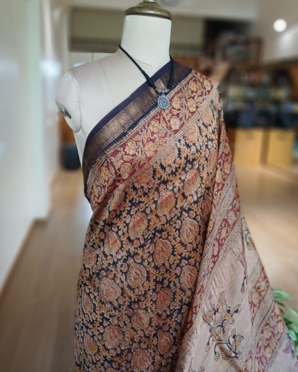 Pedana Silk-Cotton Kalamkari saree – (PSKS1008) - Image 3