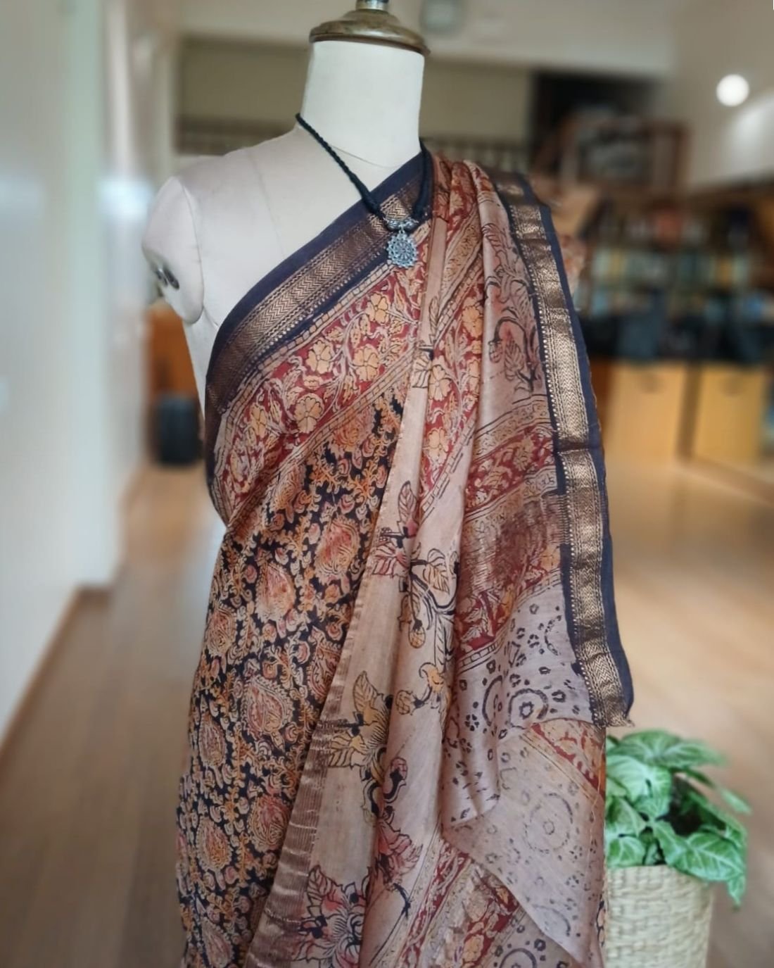 Pedana Silk-Cotton Kalamkari saree – (PSKS1008) - Image 6