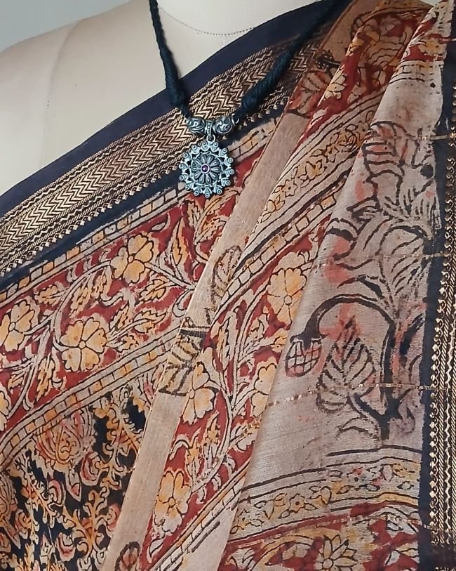 Pedana Silk-Cotton Kalamkari saree – (PSKS1008)