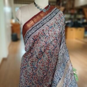 Pedana Silk-Cotton Kalamkari saree – (PSKS1023)