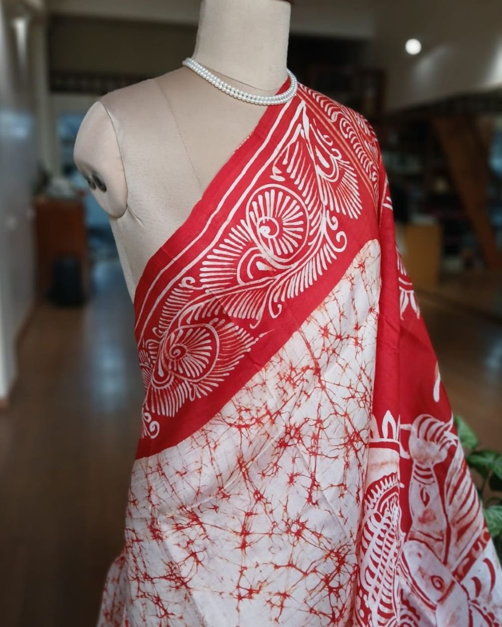 Batik Silk Saree from Murshidabad – (BSSM0052) - Image 2