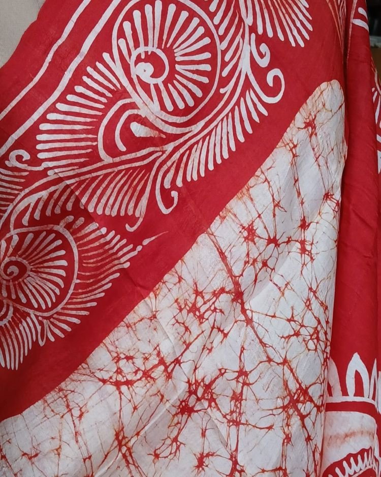 Batik Silk Saree from Murshidabad – (BSSM0052) - Image 3