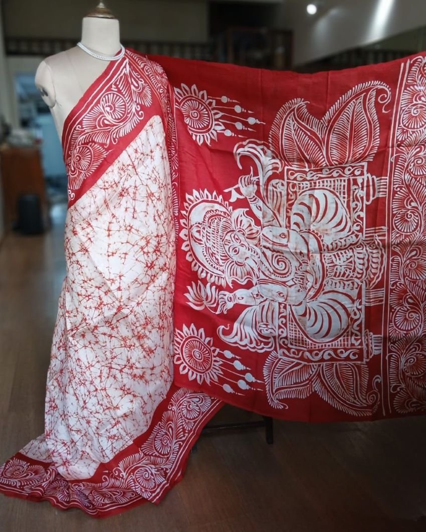 Batik Silk Saree from Murshidabad – (BSSM0052) - Image 4