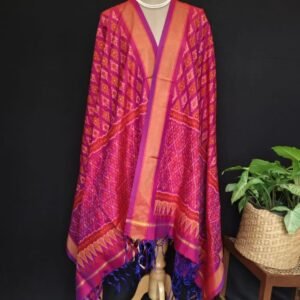 Silk-cotton Ikat Dupatta from Telengana – (SCDT0025)