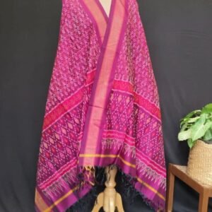 Silk-cotton Ikat Dupatta from Telengana – (SCDT0010)