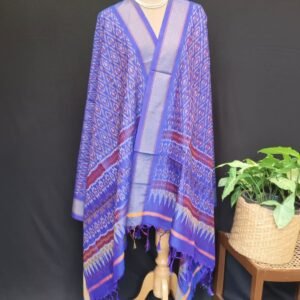 Silk-cotton Ikat Dupatta from Telengana – (SCDT0033)
