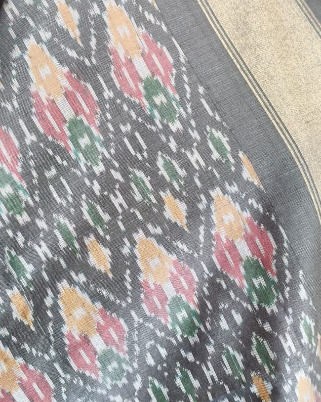 Silk-cotton Ikat Dupatta from Telengana – (SCDT0017) - Image 3