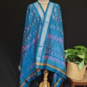 Silk-cotton Ikat Dupatta from Telengana – (SCDT0036)