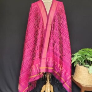 Silk-cotton Ikat Dupatta from Telengana – (SCDT0020)