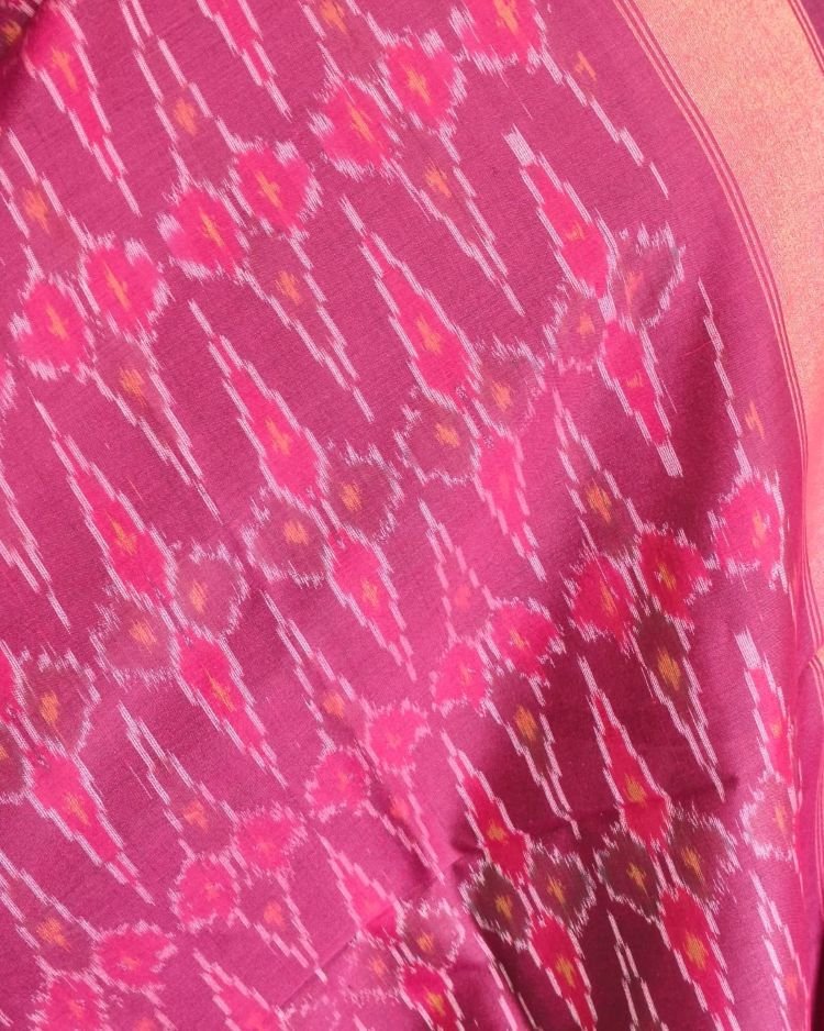 Silk-cotton Ikat Dupatta from Telengana – (SCDT0020) - Image 3