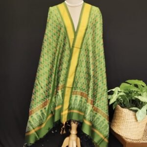 Silk-cotton Ikat Dupatta from Telengana – (SCDT0021)