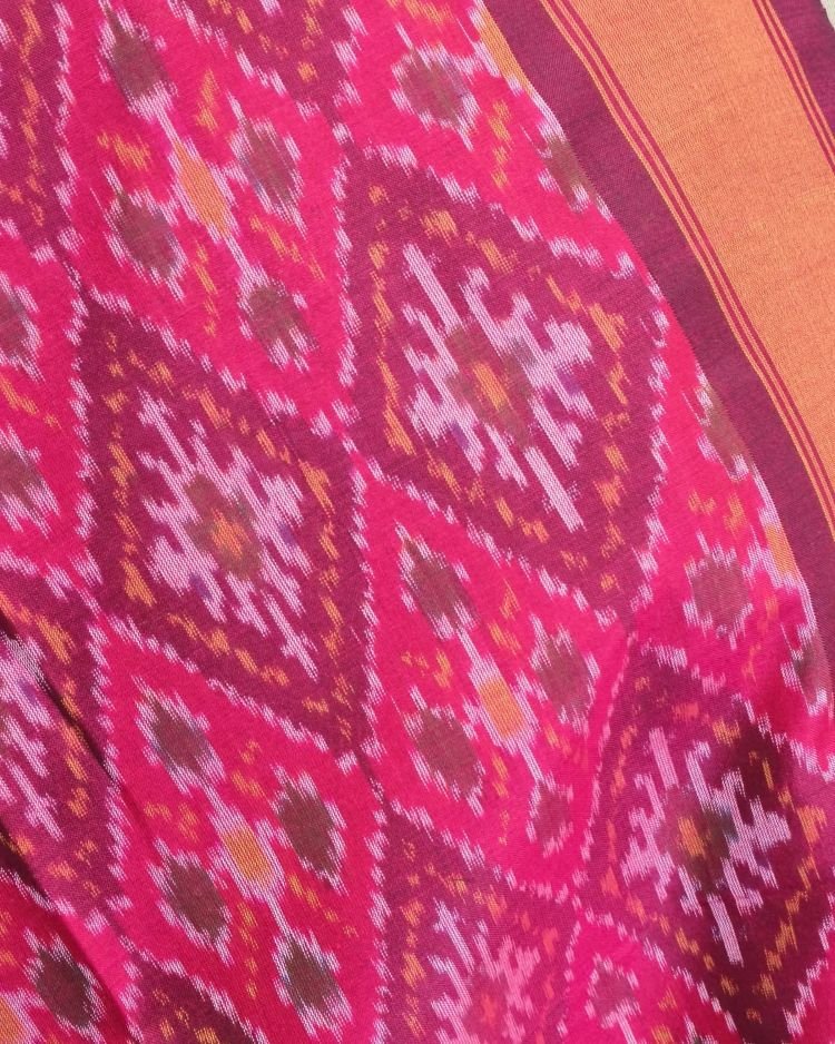 Silk-cotton Ikat Dupatta from Telengana – (SCDT0037) - Image 3