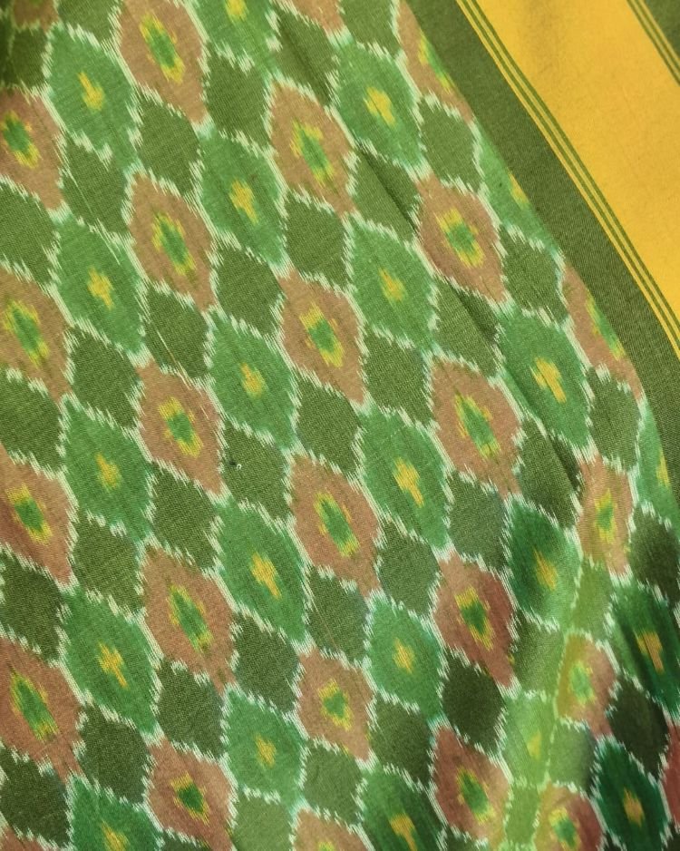 Silk-cotton Ikat Dupatta from Telengana – (SCDT0021) - Image 3