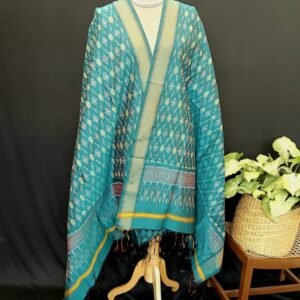Silk-cotton Ikat Dupatta from Telengana – (SCDT0041)