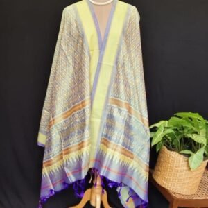 Silk-cotton Ikat Dupatta from Telengana – (SCDT0022)