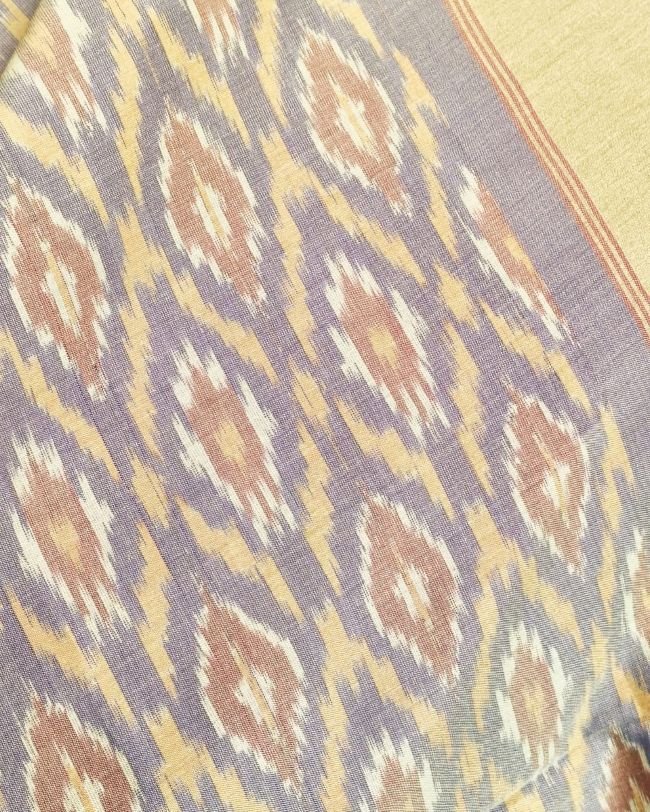 Silk-cotton Ikat Dupatta from Telengana – (SCDT0022) - Image 3