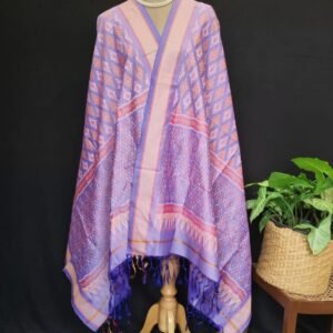 Silk-cotton Ikat Dupatta from Telengana – (SCDT0023)