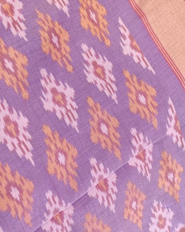 Silk-cotton Ikat Dupatta from Telengana – (SCDT0023) - Image 3