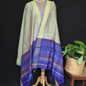 Silk-cotton Ikat Dupatta from Telengana – (SCDT0024)