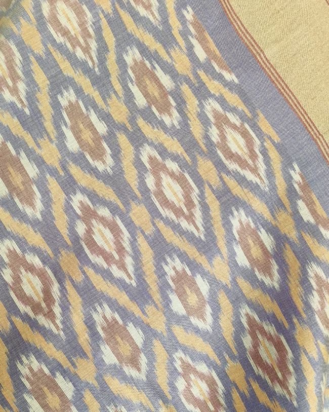 Silk-cotton Ikat Dupatta from Telengana – (SCDT0024) - Image 3