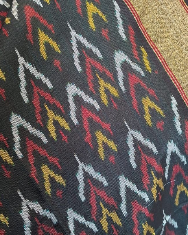 Silk-cotton Ikat Dupatta from Telengana – (SCDT0038) - Image 3