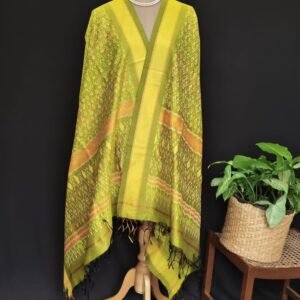 Silk-cotton Ikat Dupatta from Telengana – (SCDT0026)
