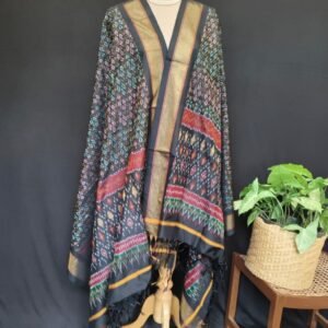 Silk-cotton Ikat Dupatta from Telengana – (SCDT0011)
