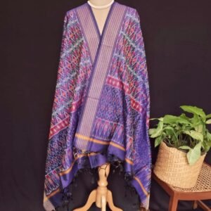 Silk-cotton Ikat Dupatta from Telengana – (SCDT0027)