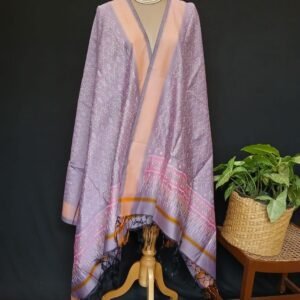Silk-cotton Ikat Dupatta from Telengana – (SCDT0012)