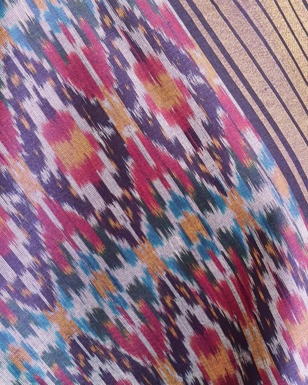 Silk-cotton Ikat Dupatta from Telengana – (SCDT0027) - Image 3