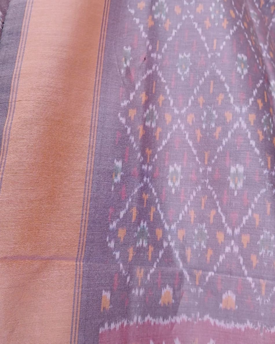 Silk-cotton Ikat Dupatta from Telengana – (SCDT0012) - Image 3