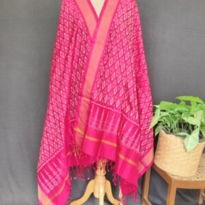 Silk-cotton Ikat Dupatta from Telengana – (SCDT0028)