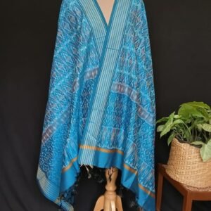 Silk-cotton Ikat Dupatta from Telengana – (SCDT0013)