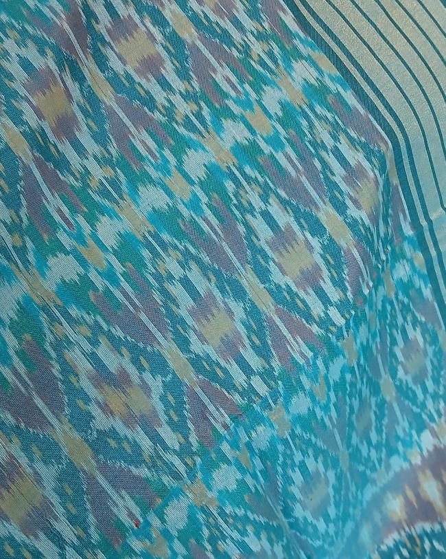 Silk-cotton Ikat Dupatta from Telengana – (SCDT0013) - Image 3