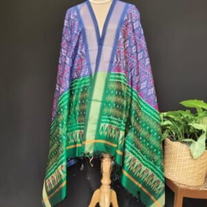 Silk-cotton Ikat Dupatta from Telengana – (SCDT0029)