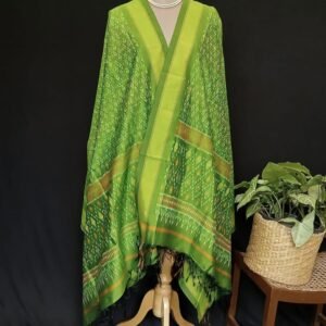 Silk-cotton Ikat Dupatta from Telengana – (SCDT0014)